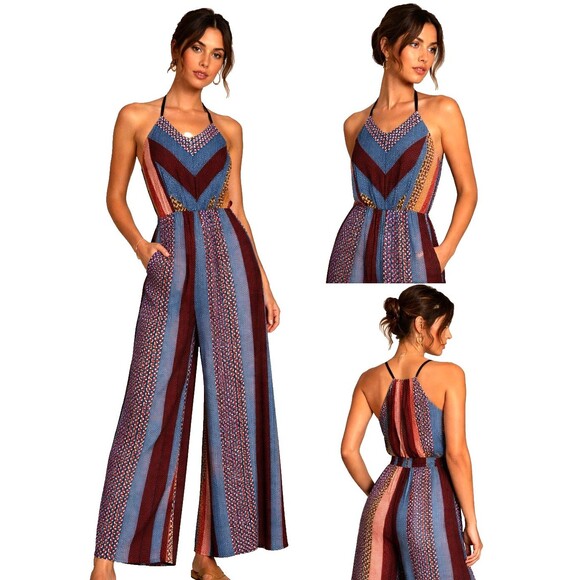 Via Gora Del Pero Pants - Women's Gora del Pero Geometric Print Jumpsuit Size 2 Made in Italy NWOT